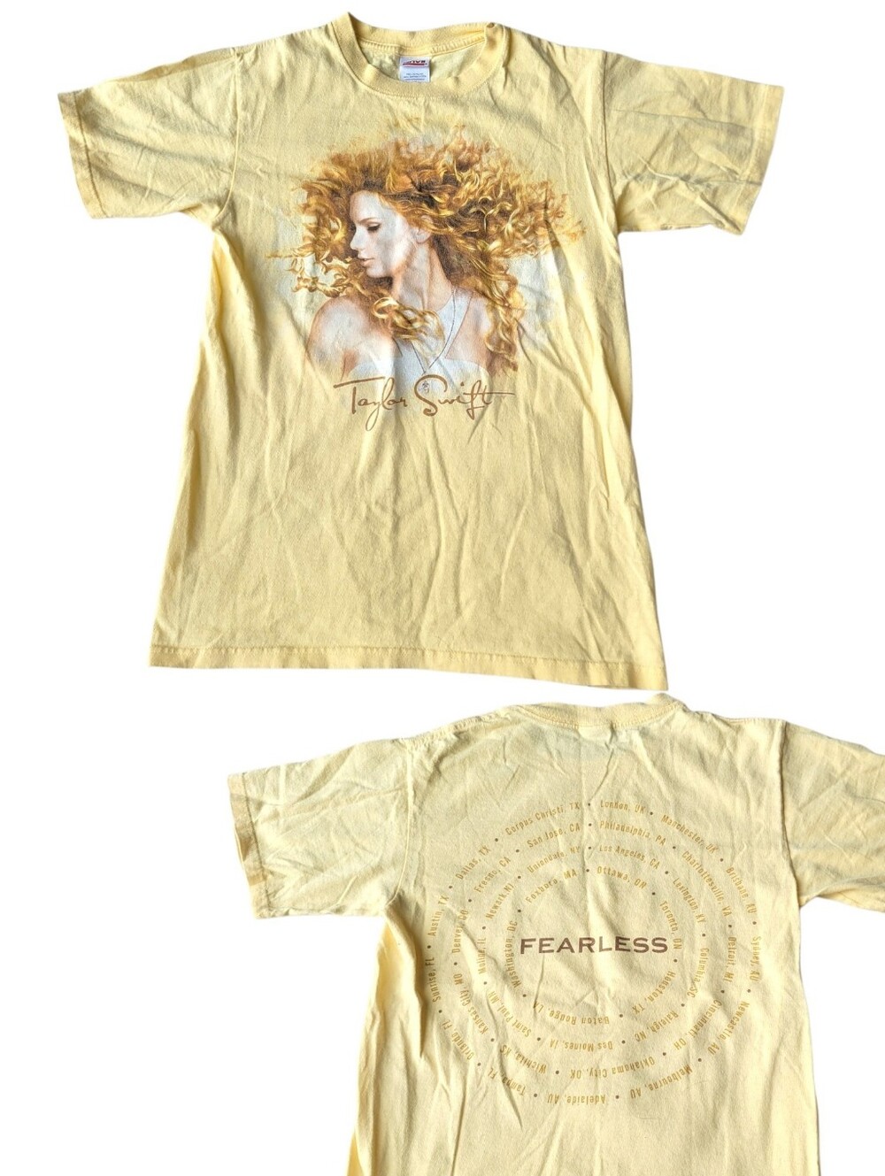 Taylor Swift Fearless Tour Shirt 2009 00s Yellow Small